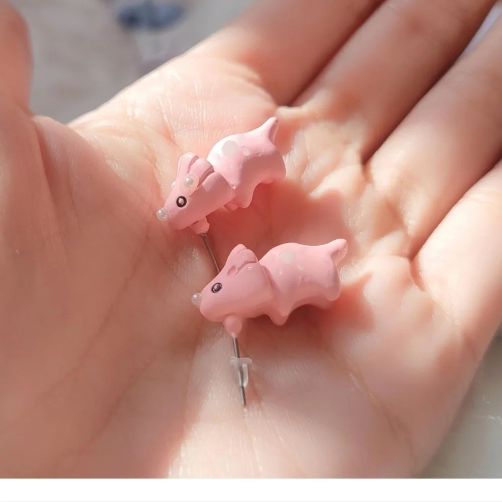 Cute Pink Dinosaur Earrings
